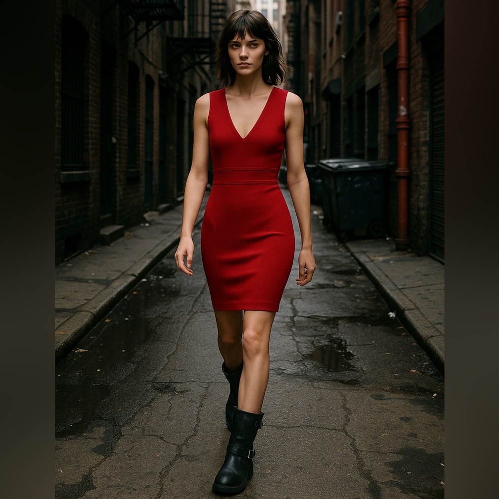 BCBGMaxAzria Makena Vivid Red Knit Bodycon Mini Dress